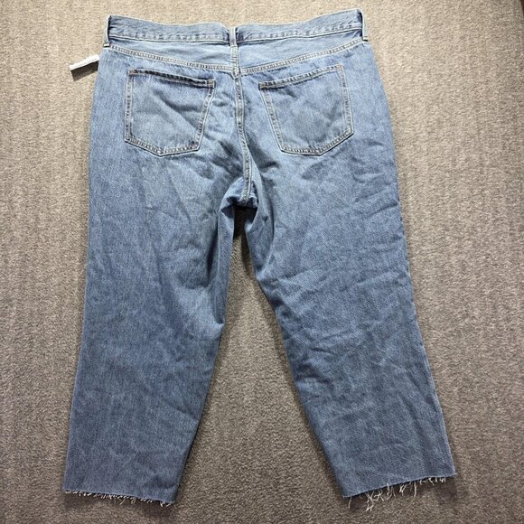 Old Navy Jeans Womens 20 Blue High Rise Slouchy Straight Distressed Raw Hem - Picture 3 of 11